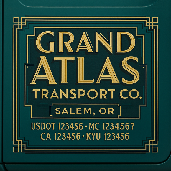 Custom Designed Truck Door Decal With Company or Trucking Name, Location, USDOT, MC, CA, KYU or GVW Sticker Sign For Compliance (2-Pack)