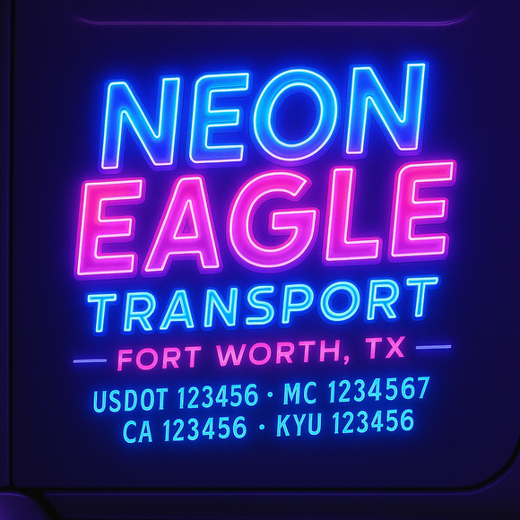 Custom Designed Truck Door Decal With Company or Trucking Name, Location, USDOT, MC, CA, KYU or GVW Sticker Sign For Compliance (2-Pack)