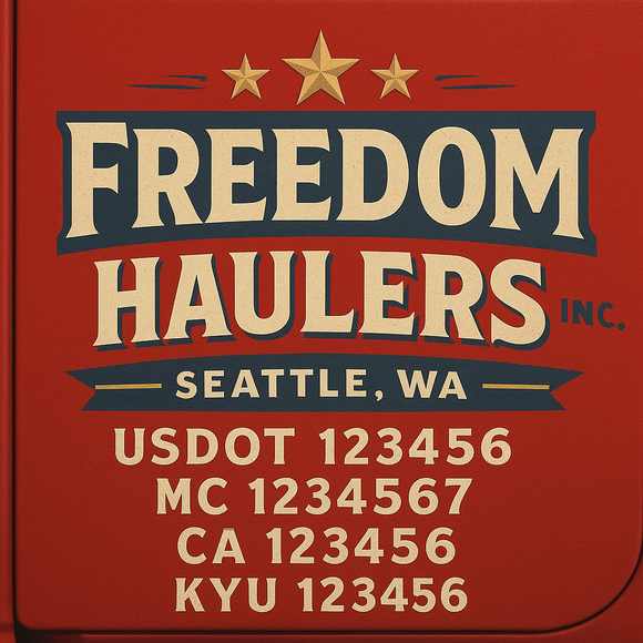 Custom Designed Truck Door Decal With Company or Trucking Name, Location, USDOT, MC, CA, KYU or GVW Sticker Sign For Compliance (2-Pack)