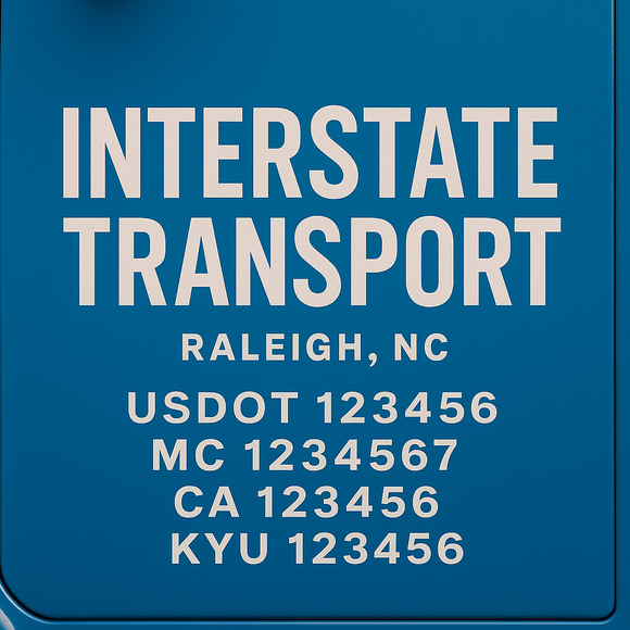 Custom Designed Truck Door Decal With Company or Trucking Name, Location, USDOT, MC, CA, KYU or GVW Sticker Sign For Compliance (2-Pack)