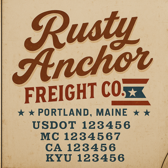 Custom Designed Truck Door Decal With Company or Trucking Name, Location, USDOT, MC, CA, KYU or GVW Sticker Sign For Compliance (2-Pack)