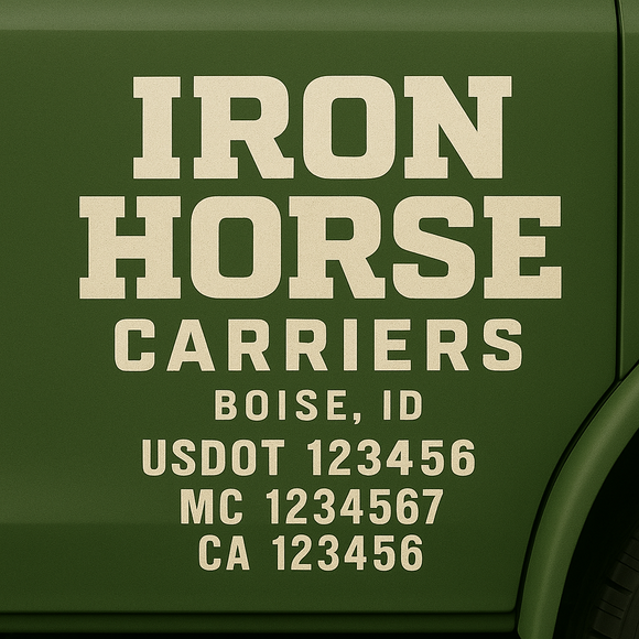 Custom Designed Truck Door Decal With Company or Trucking Name, Location, USDOT, MC, CA, KYU or GVW Sticker Sign For Compliance (2-Pack)
