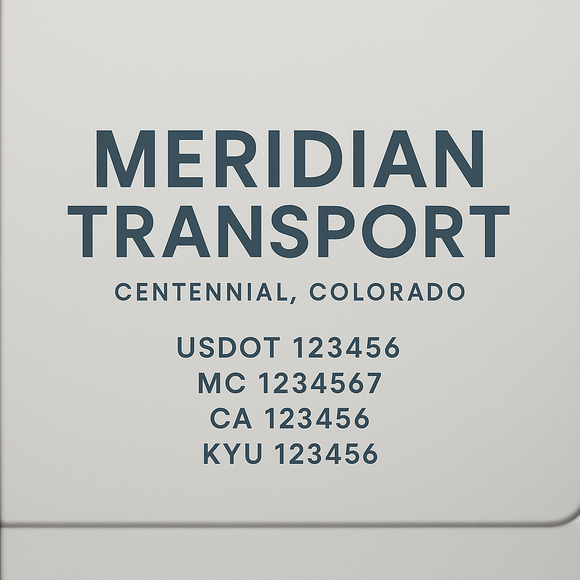 Custom Designed Truck Door Decal With Company or Trucking Name, Location, USDOT, MC, CA, KYU or GVW Sticker Sign For Compliance (2-Pack)