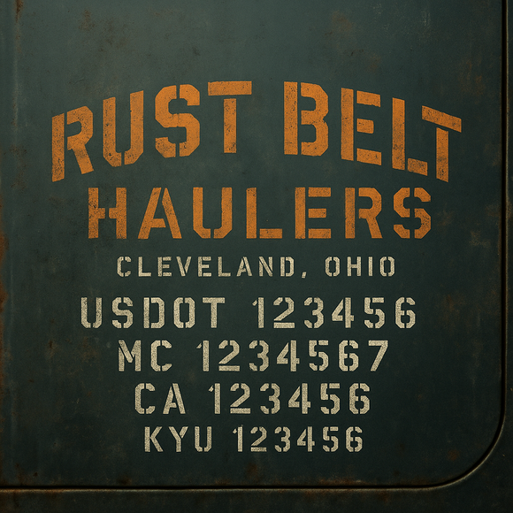 Custom Designed Truck Door Decal With Company or Trucking Name, Location, USDOT, MC, CA, KYU or GVW Sticker Sign For Compliance (2-Pack)