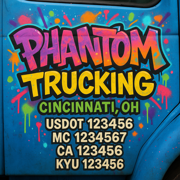 Custom Designed Truck Door Decal With Company or Trucking Name, Location, USDOT, MC, CA, KYU or GVW Sticker Sign For Compliance (2-Pack)