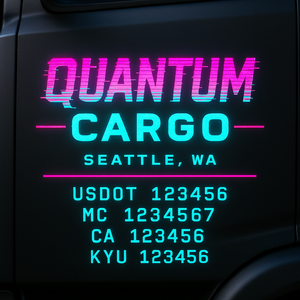 Custom Designed Truck Door Decal With Company or Trucking Name, Location, USDOT, MC, CA, KYU or GVW Sticker Sign For Compliance (2-Pack)