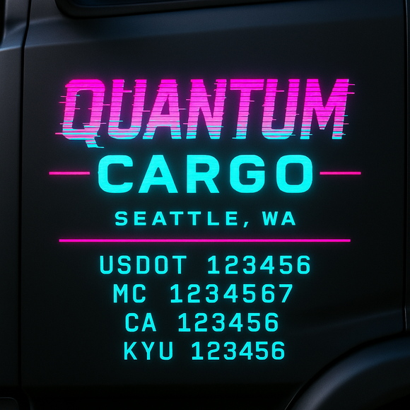Custom Designed Truck Door Decal With Company or Trucking Name, Location, USDOT, MC, CA, KYU or GVW Sticker Sign For Compliance (2-Pack)