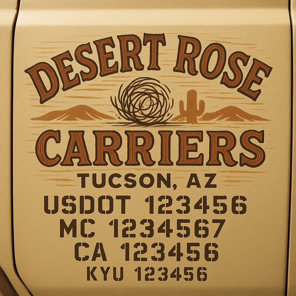 Custom Designed Truck Door Decal With Company or Trucking Name, Location, USDOT, MC, CA, KYU or GVW Sticker Sign For Compliance (2-Pack)