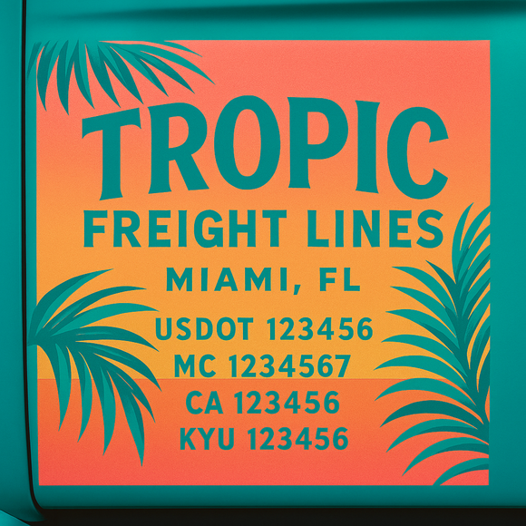 Custom Designed Truck Door Decal With Company or Trucking Name, Location, USDOT, MC, CA, KYU or GVW Sticker Sign For Compliance (2-Pack)