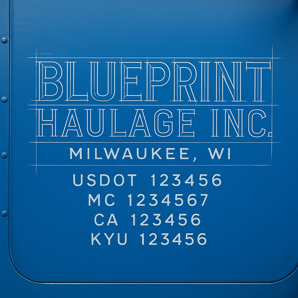 Custom Designed Truck Door Decal With Company or Trucking Name, Location, USDOT, MC, CA, KYU or GVW Sticker Sign For Compliance (2-Pack)