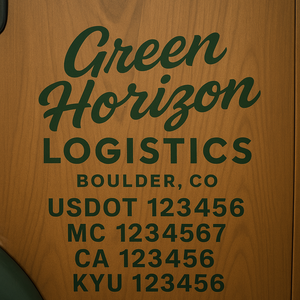 Custom Designed Truck Door Decal With Company or Trucking Name, Location, USDOT, MC, CA, KYU or GVW Sticker Sign For Compliance (2-Pack)