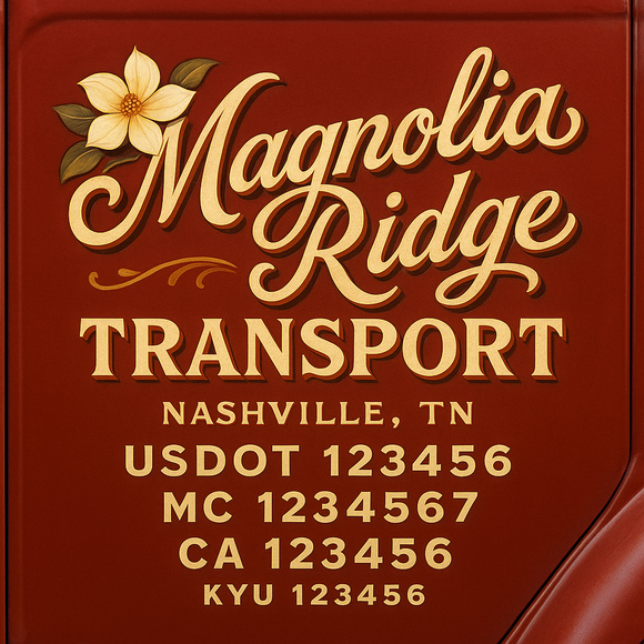 Custom Designed Truck Door Decal With Company or Trucking Name, Location, USDOT, MC, CA, KYU or GVW Sticker Sign For Compliance (2-Pack)
