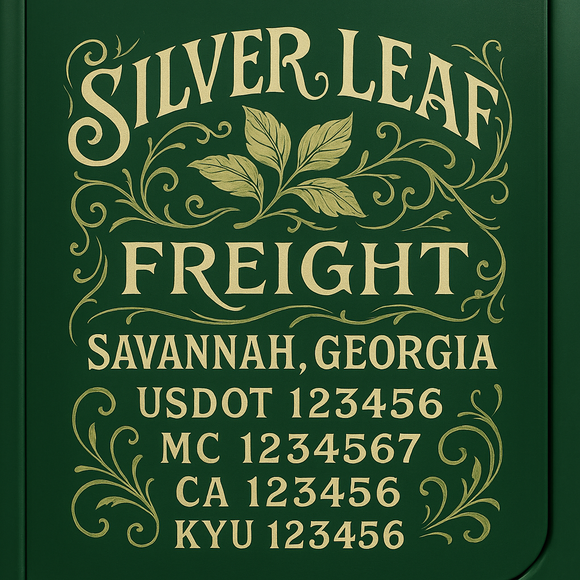 Custom Designed Truck Door Decal With Company or Trucking Name, Location, USDOT, MC, CA, KYU or GVW Sticker Sign For Compliance (2-Pack)