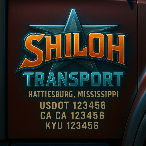 Custom Designed Truck Door Decal With Company or Trucking Name, Location, USDOT, MC, CA, KYU or GVW Sticker Sign For Compliance (2-Pack)