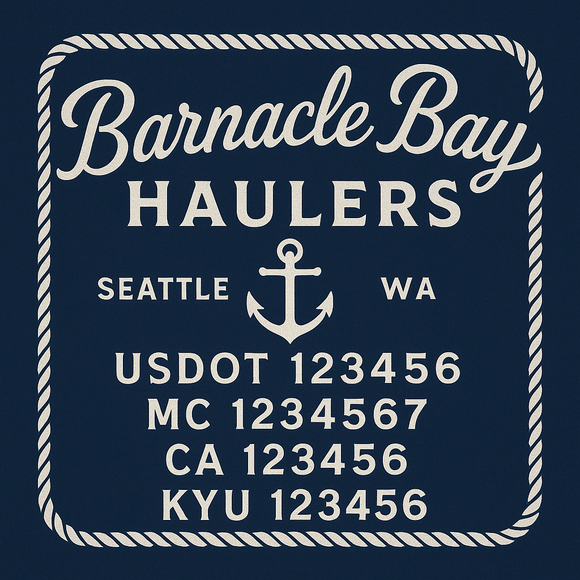 Custom Designed Truck Door Decal With Company or Trucking Name, Location, USDOT, MC, CA, KYU or GVW Sticker Sign For Compliance (2-Pack)