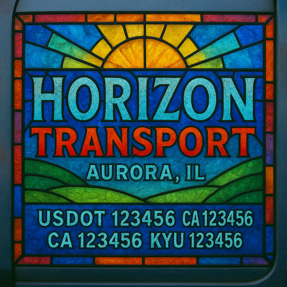Custom Designed Truck Door Decal With Company or Trucking Name, Location, USDOT, MC, CA, KYU or GVW Sticker Sign For Compliance (2-Pack)