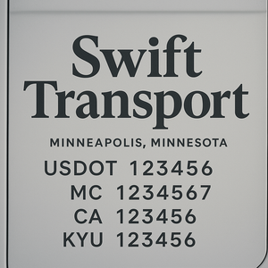 Custom Designed Truck Door Decal With Company or Trucking Name, Location, USDOT, MC, CA, KYU or GVW Sticker Sign For Compliance (2-Pack)