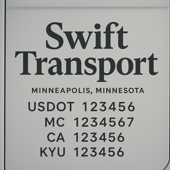 Custom Designed Truck Door Decal With Company or Trucking Name, Location, USDOT, MC, CA, KYU or GVW Sticker Sign For Compliance (2-Pack)