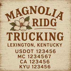 Custom Designed Truck Door Decal With Company or Trucking Name, Location, USDOT, MC, CA, KYU or GVW Sticker Sign For Compliance (2-Pack)