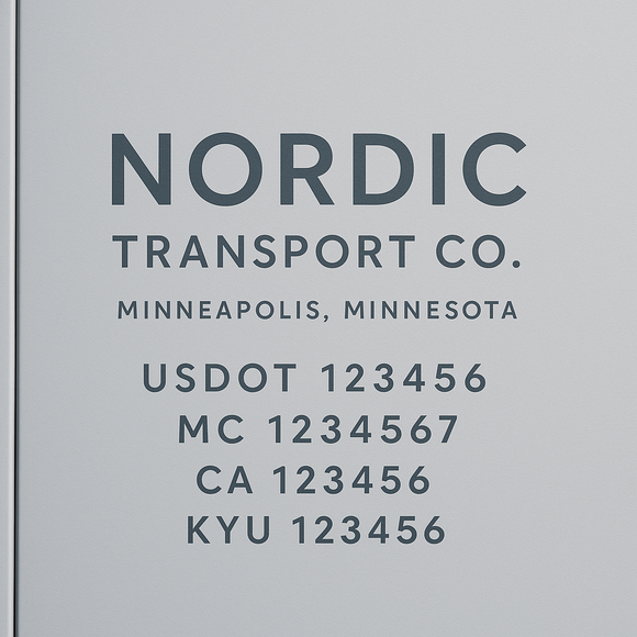 Custom Designed Truck Door Decal With Company or Trucking Name, Location, USDOT, MC, CA, KYU or GVW Sticker Sign For Compliance (2-Pack)