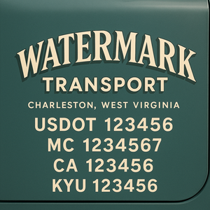 Custom Designed Truck Door Decal With Company or Trucking Name, Location, USDOT, MC, CA, KYU or GVW Sticker Sign For Compliance (2-Pack)