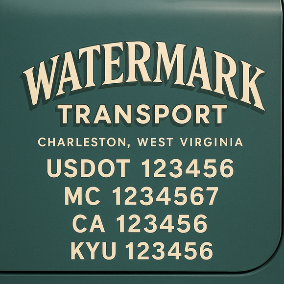 Custom Designed Truck Door Decal With Company or Trucking Name, Location, USDOT, MC, CA, KYU or GVW Sticker Sign For Compliance (2-Pack)