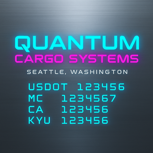 Custom Designed Truck Door Decal With Company or Trucking Name, Location, USDOT, MC, CA, KYU or GVW Sticker Sign For Compliance (2-Pack)