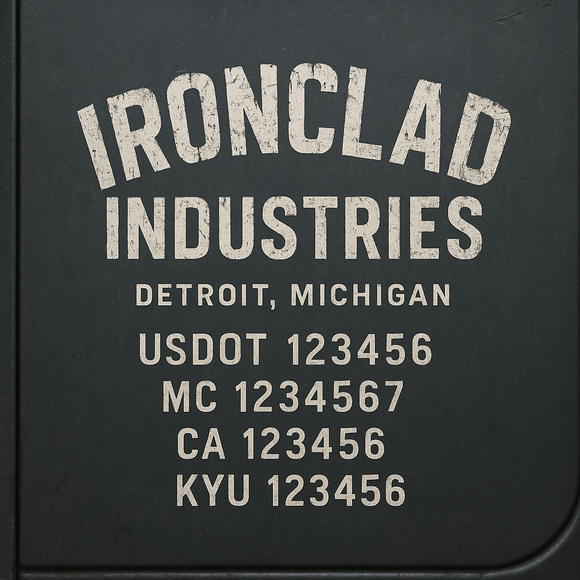 Custom Designed Truck Door Decal With Company or Trucking Name, Location, USDOT, MC, CA, KYU or GVW Sticker Sign For Compliance (2-Pack)