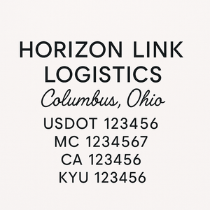 Custom Designed Truck Door Decal With Company or Trucking Name, Location, USDOT, MC, CA, KYU or GVW Sticker Sign For Compliance (2-Pack)