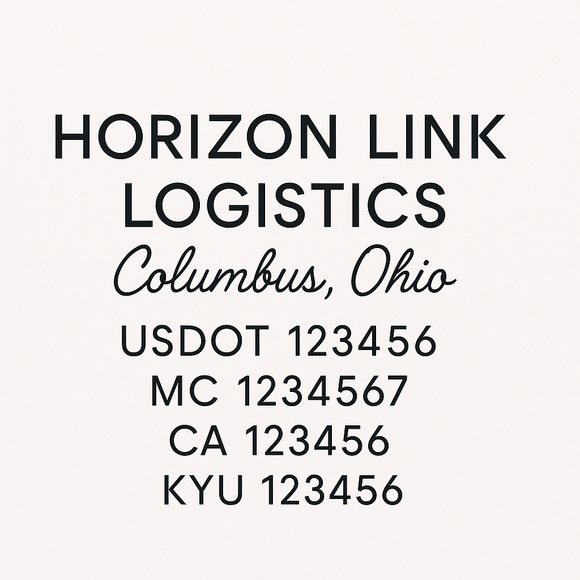 Custom Designed Truck Door Decal With Company or Trucking Name, Location, USDOT, MC, CA, KYU or GVW Sticker Sign For Compliance (2-Pack)