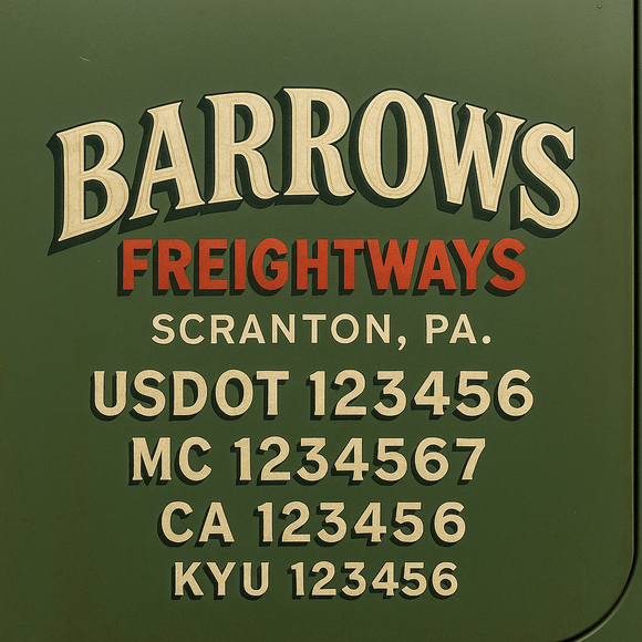 Custom Designed Truck Door Decal With Company or Trucking Name, Location, USDOT, MC, CA, KYU or GVW Sticker Sign For Compliance (2-Pack)