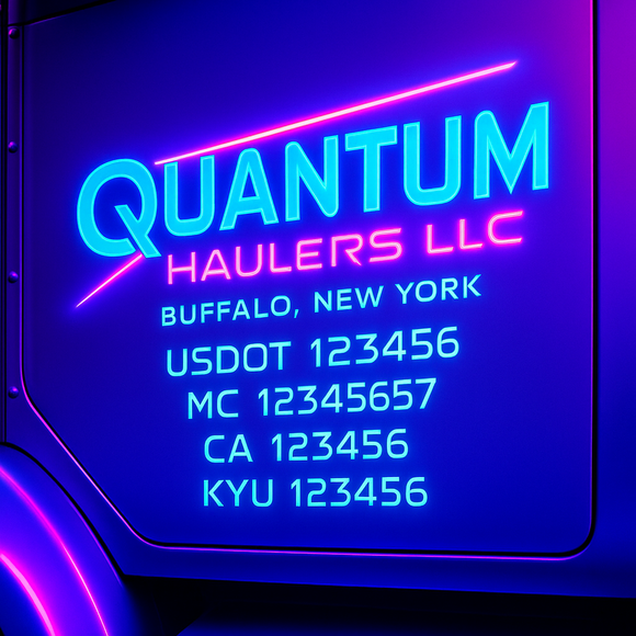 Custom Designed Truck Door Decal With Company or Trucking Name, Location, USDOT, MC, CA, KYU or GVW Sticker Sign For Compliance (2-Pack)