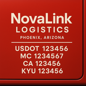 Custom Designed Truck Door Decal With Company or Trucking Name, Location, USDOT, MC, CA, KYU or GVW Sticker Sign For Compliance (2-Pack)