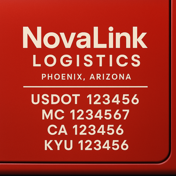 Custom Designed Truck Door Decal With Company or Trucking Name, Location, USDOT, MC, CA, KYU or GVW Sticker Sign For Compliance (2-Pack)