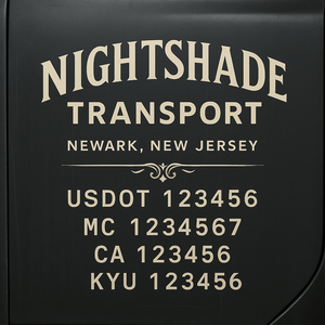 Custom Designed Truck Door Decal With Company or Trucking Name, Location, USDOT, MC, CA, KYU or GVW Sticker Sign For Compliance (2-Pack)