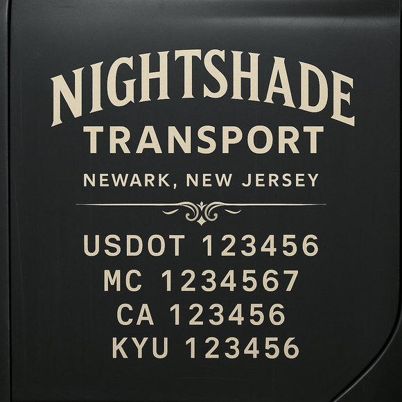 Custom Designed Truck Door Decal With Company or Trucking Name, Location, USDOT, MC, CA, KYU or GVW Sticker Sign For Compliance (2-Pack)