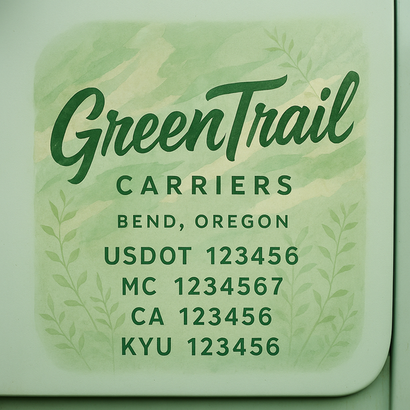 Custom Designed Truck Door Decal With Company or Trucking Name, Location, USDOT, MC, CA, KYU or GVW Sticker Sign For Compliance (2-Pack)