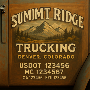 Custom Designed Truck Door Decal With Company or Trucking Name, Location, USDOT, MC, CA, KYU or GVW Sticker Sign For Compliance (2-Pack)