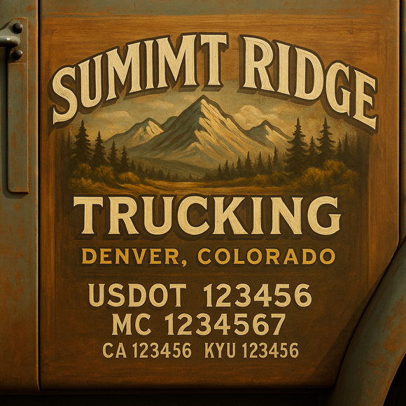 Custom Designed Truck Door Decal With Company or Trucking Name, Location, USDOT, MC, CA, KYU or GVW Sticker Sign For Compliance (2-Pack)