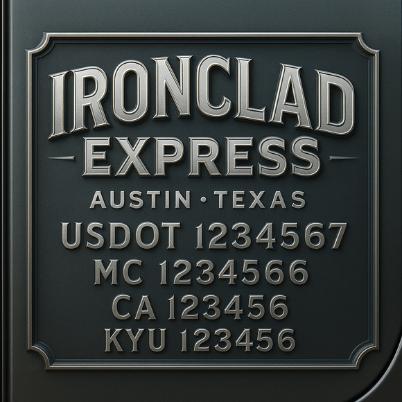 Custom Designed Truck Door Decal With Company or Trucking Name, Location, USDOT, MC, CA, KYU or GVW Sticker Sign For Compliance (2-Pack)