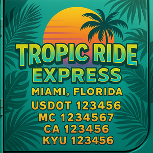Custom Designed Truck Door Decal With Company or Trucking Name, Location, USDOT, MC, CA, KYU or GVW Sticker Sign For Compliance (2-Pack)