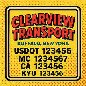Custom Designed Truck Door Decal With Company or Trucking Name, Location, USDOT, MC, CA, KYU or GVW Sticker Sign For Compliance (2-Pack)