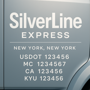 Custom Designed Truck Door Decal With Company or Trucking Name, Location, USDOT, MC, CA, KYU or GVW Sticker Sign For Compliance (2-Pack)