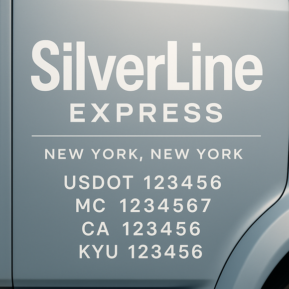 Custom Designed Truck Door Decal With Company or Trucking Name, Location, USDOT, MC, CA, KYU or GVW Sticker Sign For Compliance (2-Pack)