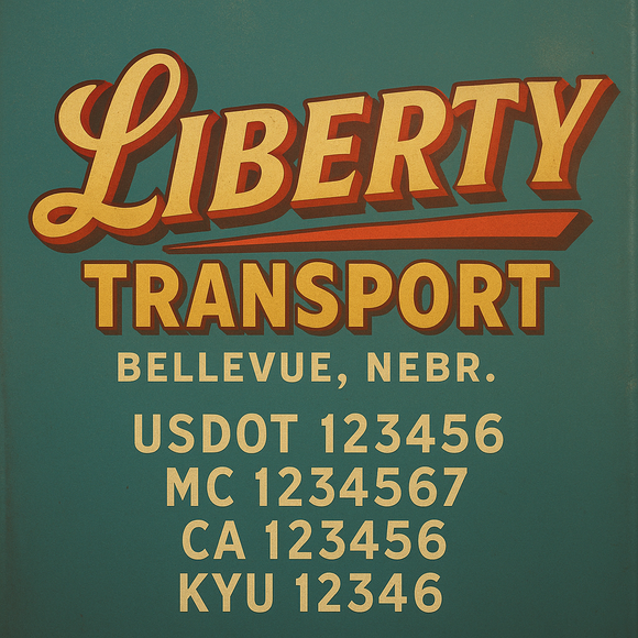 Custom Designed Truck Door Decal With Company or Trucking Name, Location, USDOT, MC, CA, KYU or GVW Sticker Sign For Compliance (2-Pack)