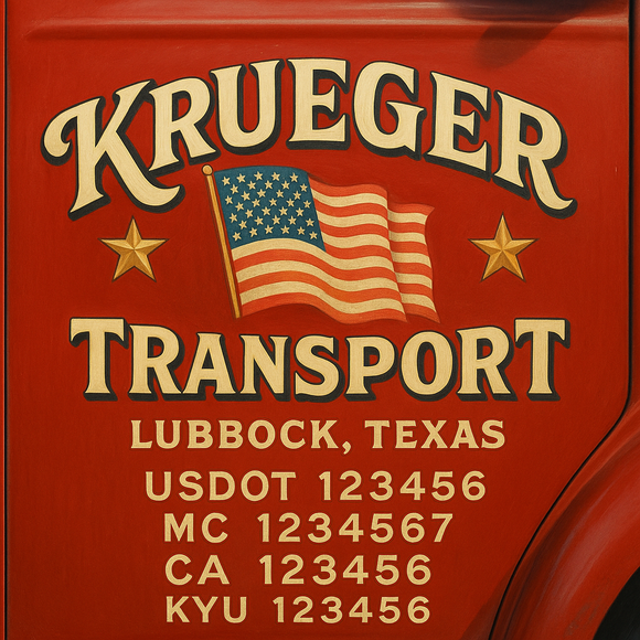 Custom Designed Truck Door Decal With Company or Trucking Name, Location, USDOT, MC, CA, KYU or GVW Sticker Sign For Compliance (2-Pack)