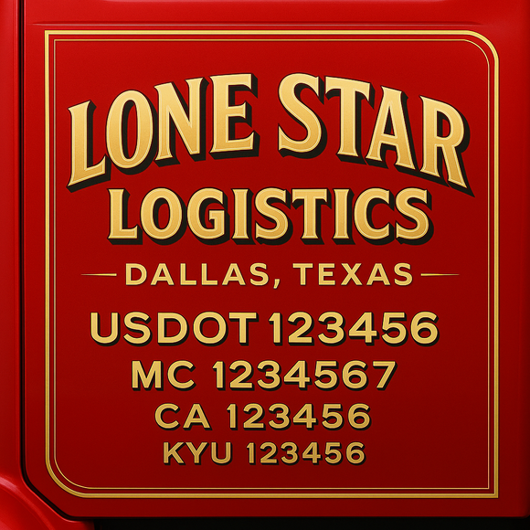 Custom Designed Truck Door Decal With Company or Trucking Name, Location, USDOT, MC, CA, KYU or GVW Sticker Sign For Compliance (2-Pack)