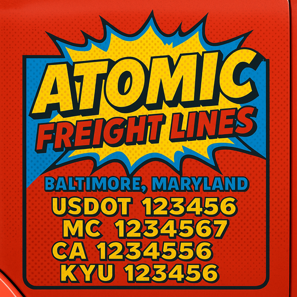 Custom Designed Truck Door Decal With Company or Trucking Name, Location, USDOT, MC, CA, KYU or GVW Sticker Sign For Compliance (2-Pack)