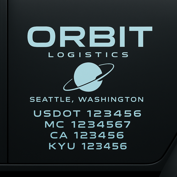 Custom Designed Truck Door Decal With Company or Trucking Name, Location, USDOT, MC, CA, KYU or GVW Sticker Sign For Compliance (2-Pack)