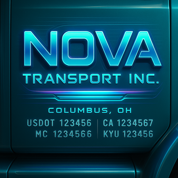 Custom Designed Truck Door Decal With Company or Trucking Name, Location, USDOT, MC, CA, KYU or GVW Sticker Sign For Compliance (2-Pack)